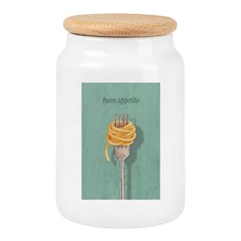 Buon Appetito Pasta Design Italie Cuisine - Boîte à biscuits avec couvercle en bois - blanc - Devant