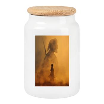 Ember Warrior Silhouette - Cookie Jar with Wooden Lid - white - Front