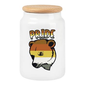 Bear Pride Flag LGBTQ Community Animal Graphic - Cookie Jar with Wooden Lid - white - Front