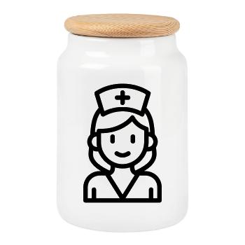 Krankenschwester - Keksdose mit Holzdeckel - Weiß - Vorne