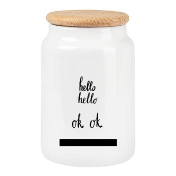 hello hello - Keksdose mit Holzdeckel - Weiß - Vorne