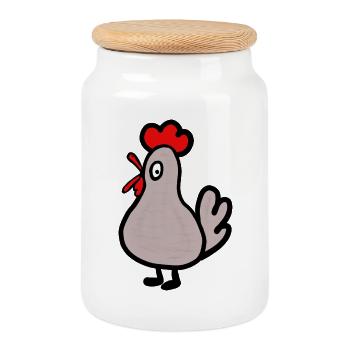 Chicken Hen Kids Farm Animals Funny - Cookie Jar with Wooden Lid - white - Front