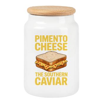 Cadeau de sandwichs au fromage piment - Boîte à biscuits avec couvercle en bois - blanc - Devant