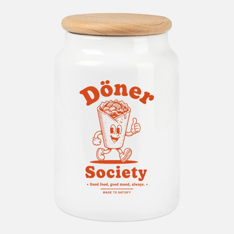 Döner Society - Keksdose mit Holzdeckel - Weiß