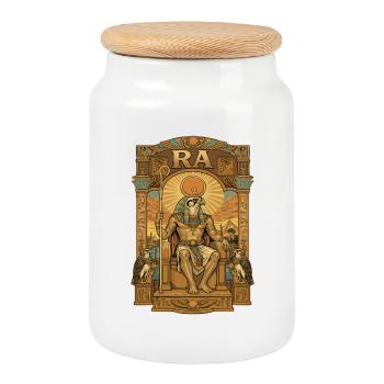 Trône RA - Boîte à biscuits avec couvercle en bois - blanc - Devant