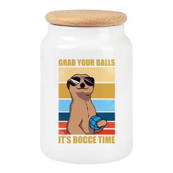 It's bocce time Petanque Boule Boulespieler - Keksdose mit Holzdeckel - Weiß - Vorne