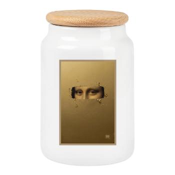 Mona Lisa Goldenes Ticket - Keksdose mit Holzdeckel - Weiß - Vorne