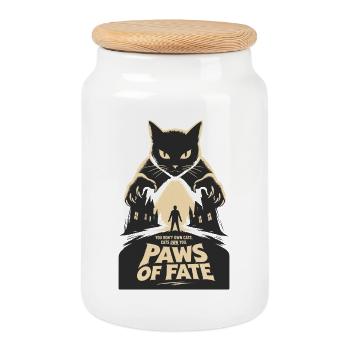 Horreur Chatte Pattes du Destin - Boîte à biscuits avec couvercle en bois - blanc - Devant