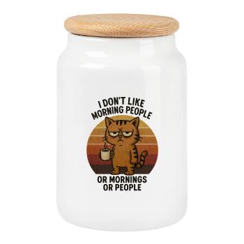 Je n’aime pas les gens du matin - Boîte à biscuits avec couvercle en bois - blanc - Devant