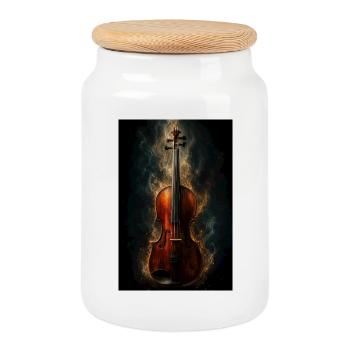Flamebound Violin Glow - Cookie Jar with Wooden Lid - white - Front