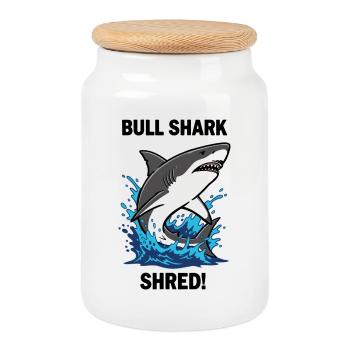 Bulldog Shark Shred Shark Sea Bull - Cookie Jar with Wooden Lid - white - Front