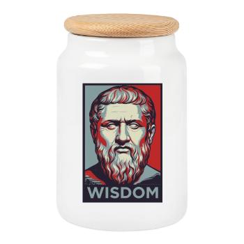 Wisdom Portrait Pop Art - Cookie Jar with Wooden Lid - white - Front