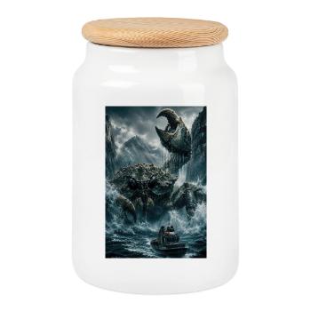 Blocage du Kraken gelé - Boîte à biscuits avec couvercle en bois - blanc - Devant