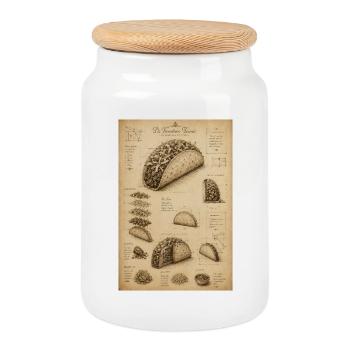 Vintage Taco Blueprint Illustration - Cookie Jar with Wooden Lid - white - Front