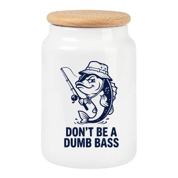 Pêche Pêcheur Pêcheur Bar - Boîte à biscuits avec couvercle en bois - blanc - Devant