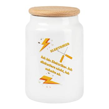 Elektriker T-Shirt Lustiges Geschenk Beruf Humor!! - Keksdose mit Holzdeckel - Weiß - Vorne