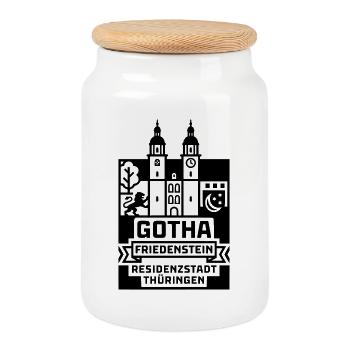 Gotha Friedenstein Residenzstadt Thüringen - Keksdose mit Holzdeckel - Weiß - Vorne