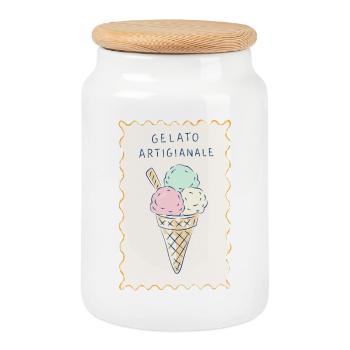 Gelato Artigianale Pastel Cream - Cookie Jar with Wooden Lid - white - Front
