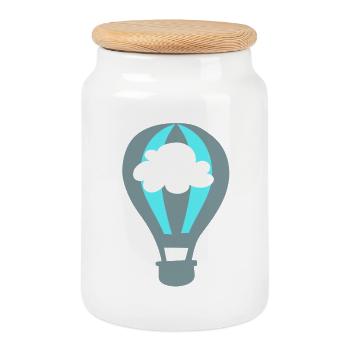 Balloon Hot Air Balloon Cloud Sky Kids Summer - Cookie Jar with Wooden Lid - white - Front