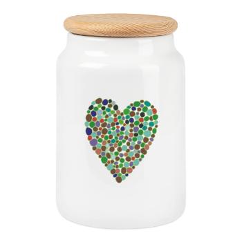 Vert coeur - Boîte à biscuits avec couvercle en bois - blanc - Devant