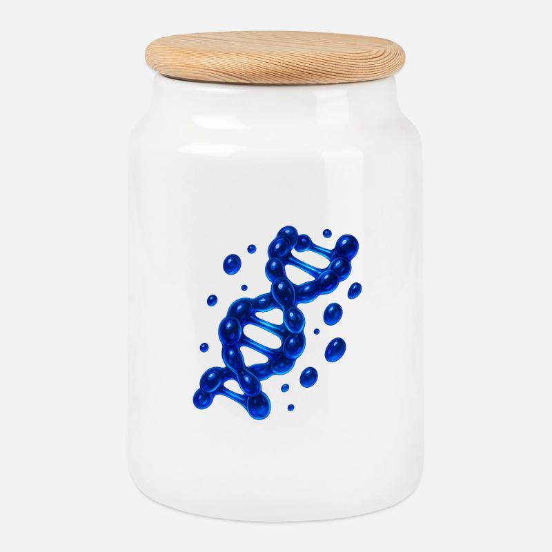 3D DNS Helix Molekül Blau - Keksdose mit Holzdeckel - Weiß
