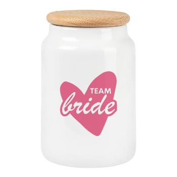 Team Bride Herz Logo Pink - Keksdose mit Holzdeckel - Weiß - Vorne