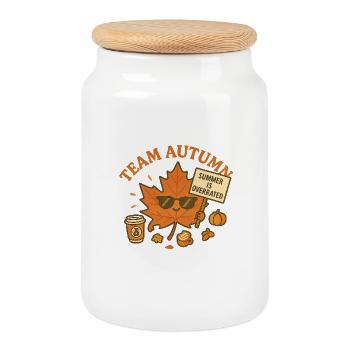 L’équipe Automne - L’été est surestimé - Boîte à biscuits avec couvercle en bois - blanc - Devant