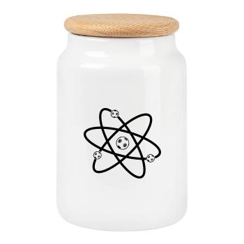 Football Atom Energy Leisure Sports Game Gift - Cookie Jar with Wooden Lid - white - Front