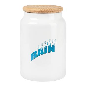 Rain Rain Raindrops Blue gradient - Cookie Jar with Wooden Lid - white - Front