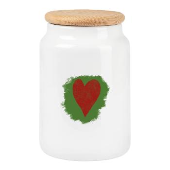 Coeur dans le style aquarelle - Boîte à biscuits avec couvercle en bois - blanc - Devant