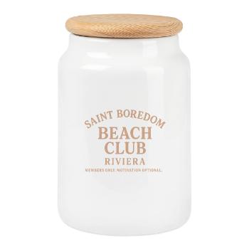 Saint Boredom Beach Club Riviera - Boîte à biscuits avec couvercle en bois - blanc - Devant