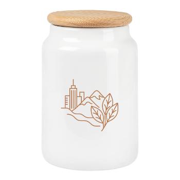 Stadtwald Skyline Illustration - Keksdose mit Holzdeckel - Weiß - Vorne