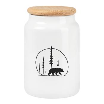 Bär im Wald Silhouette Natur geschenkidee freunde - Keksdose mit Holzdeckel - Weiß - Vorne
