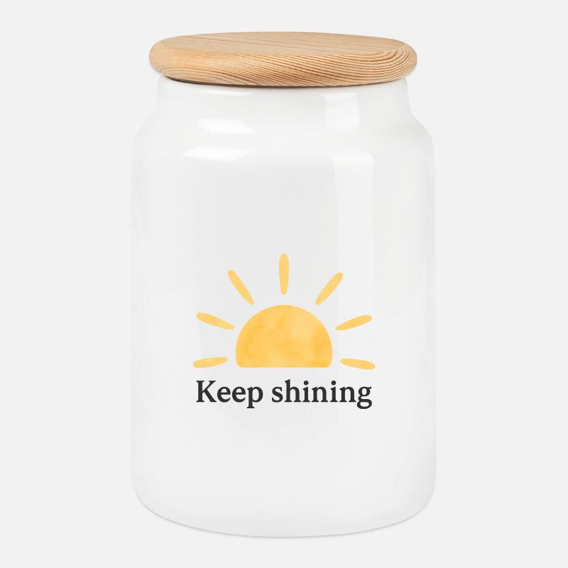 Keep Shining – Sonne – Minimalistisch - Keksdose mit Holzdeckel - Weiß