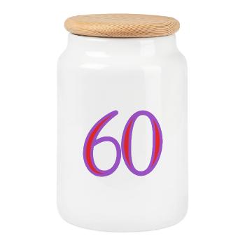 60. 60 YEARS - Cookie Jar with Wooden Lid - white - Front