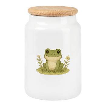 Nordischer Wald - Frosch - Keksdose mit Holzdeckel - Weiß - Vorne