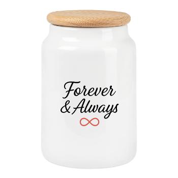 Eternal Infinity Symbol Typography Design - Cookie Jar with Wooden Lid - white - Front