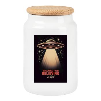 Thanks for believing - Keksdose mit Holzdeckel - Weiß - Vorne