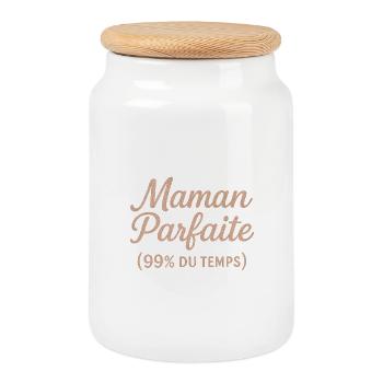 Perfect Mom 99% of the time - Cookie Jar with Wooden Lid - white - Front