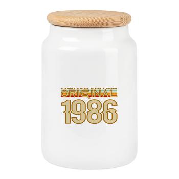 Originales Retro-Logo von 1986 - Keksdose mit Holzdeckel - Weiß - Vorne
