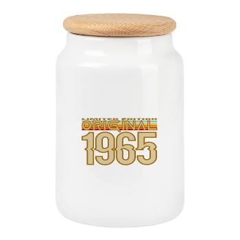Original 1965 Vintage Rétro Édition - Boîte à biscuits avec couvercle en bois - blanc - Devant