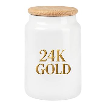 Abstrakte Goldmuster für die Mode - Keksdose mit Holzdeckel - Weiß - Vorne