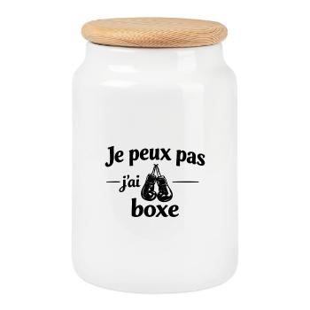 I can't I boxed – Humour sport passion ring - Cookie Jar with Wooden Lid - white - Front