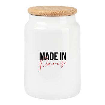 Made in Paris - Cookie Jar with Wooden Lid - white - Front
