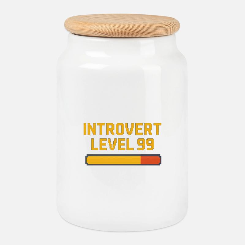 Introvert Level 99 - Keksdose mit Holzdeckel - Weiß