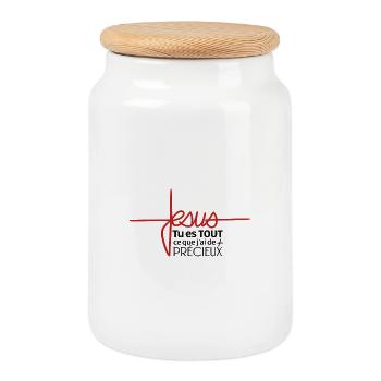 Jesus: Tu es Tout ce que j'ai de précieux - Boîte à biscuits avec couvercle en bois - blanc - Devant