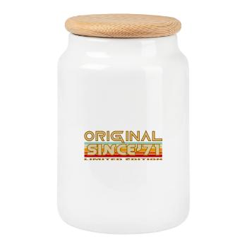 Original Since 71 Retro Tee - Boîte à biscuits avec couvercle en bois - blanc - Devant