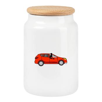 By car Simone - Cookie Jar with Wooden Lid - white - Front