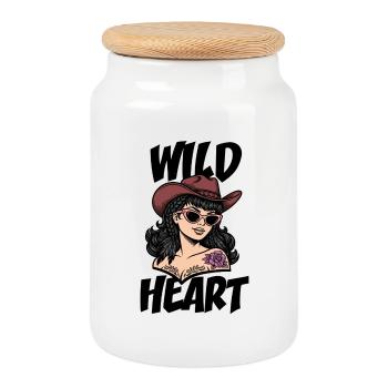 Wild Heart Girl Tattoo Rose Sunglas - Cookie Jar with Wooden Lid - white - Front