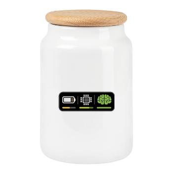 Cerveau et puce : l’énergie de la créativité - Boîte à biscuits avec couvercle en bois - blanc - Devant